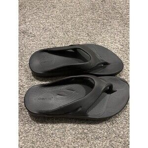 OOFOS OOLALA Flip Flop Men’s 10 Women’s 12 Thong Recovery Sandals Black Comfort